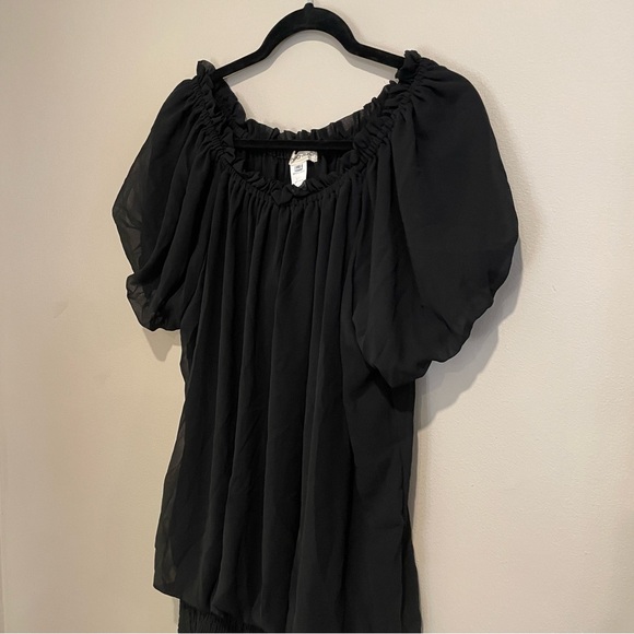 ❤️Black top blouse Anna Kaci NWT sheer double layered blouse size XL - Picture 4 of 7